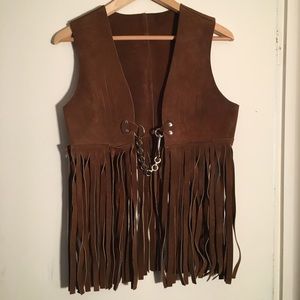 Suede Leather Fringed Vintage Hippie Vest